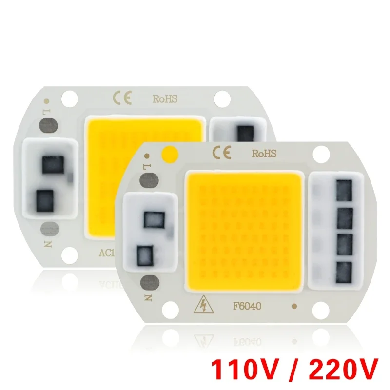 Módulo COB de 20W/30W/50W AC110V-220V, lámpara con diodos de Chip LED, bombilla para foco de enfoque para exteriores, cuentas de luz de inundación integradas para jardín