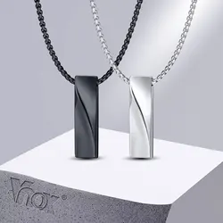 Vnox Small Mobius Bar Necklaces for Men Women, Unisex Black Stainless Steel 3D Vertical Bar Pendant, Casual Collar