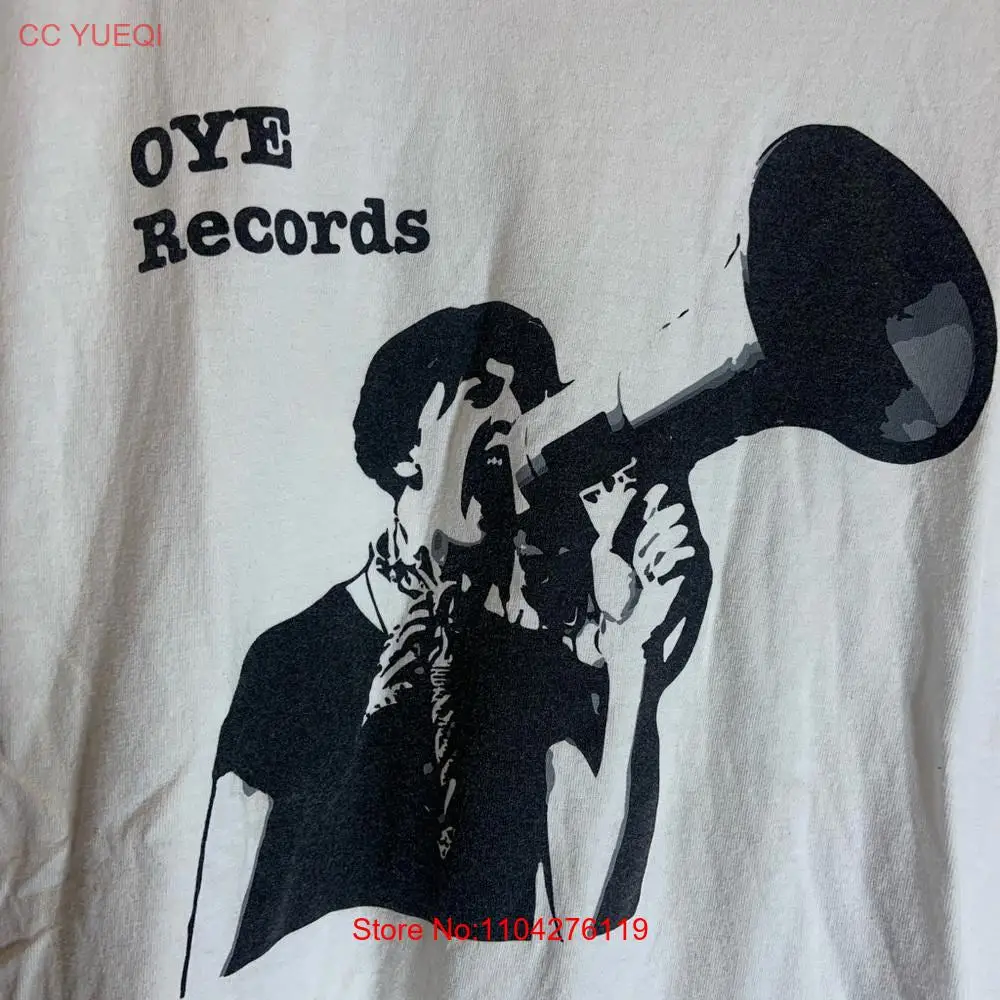 OYE records large white graphic preowned T shirt long or short sleeves