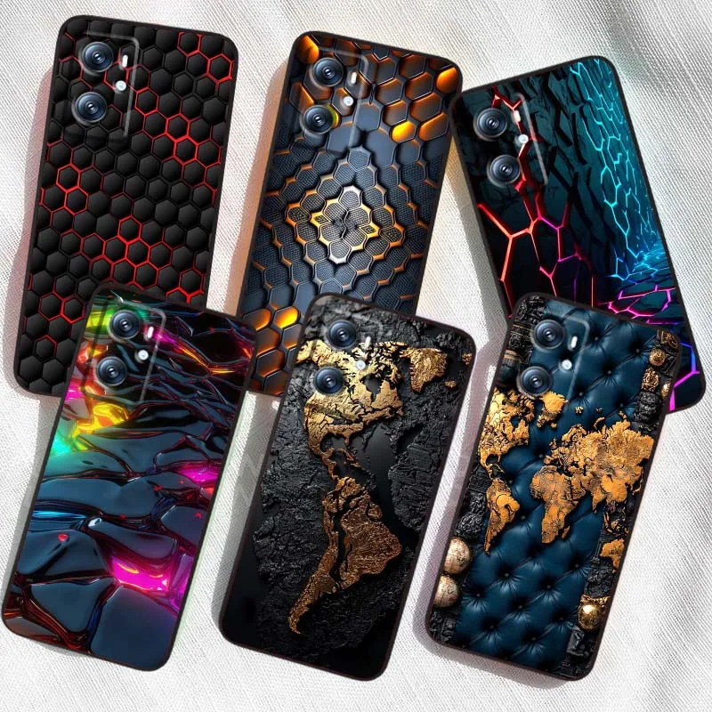 Padrão de estilo criativo para oppo reno 5 6 7 a96 a40 a58 realme gt a74 a78 neo2 a74 a78 encontrar x5 x3 x7 x8 capa preta