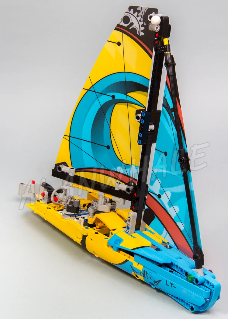 370 Stück 2in1 Technical Racing Yacht Catamaran World of Water Sports Sails 10823 Bausteinset, kompatibel mit Modell