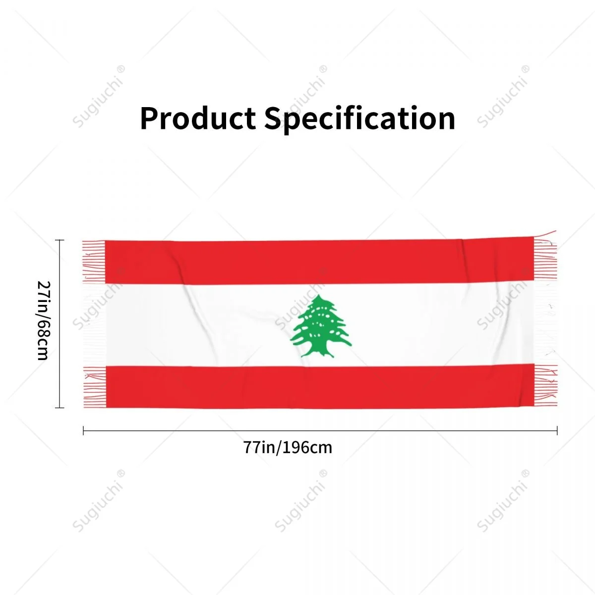 Lebanon Flag Scarf Pashmina Warm Scarves Shawl Wrap Hijab Spring Winter Multifunction Unisex