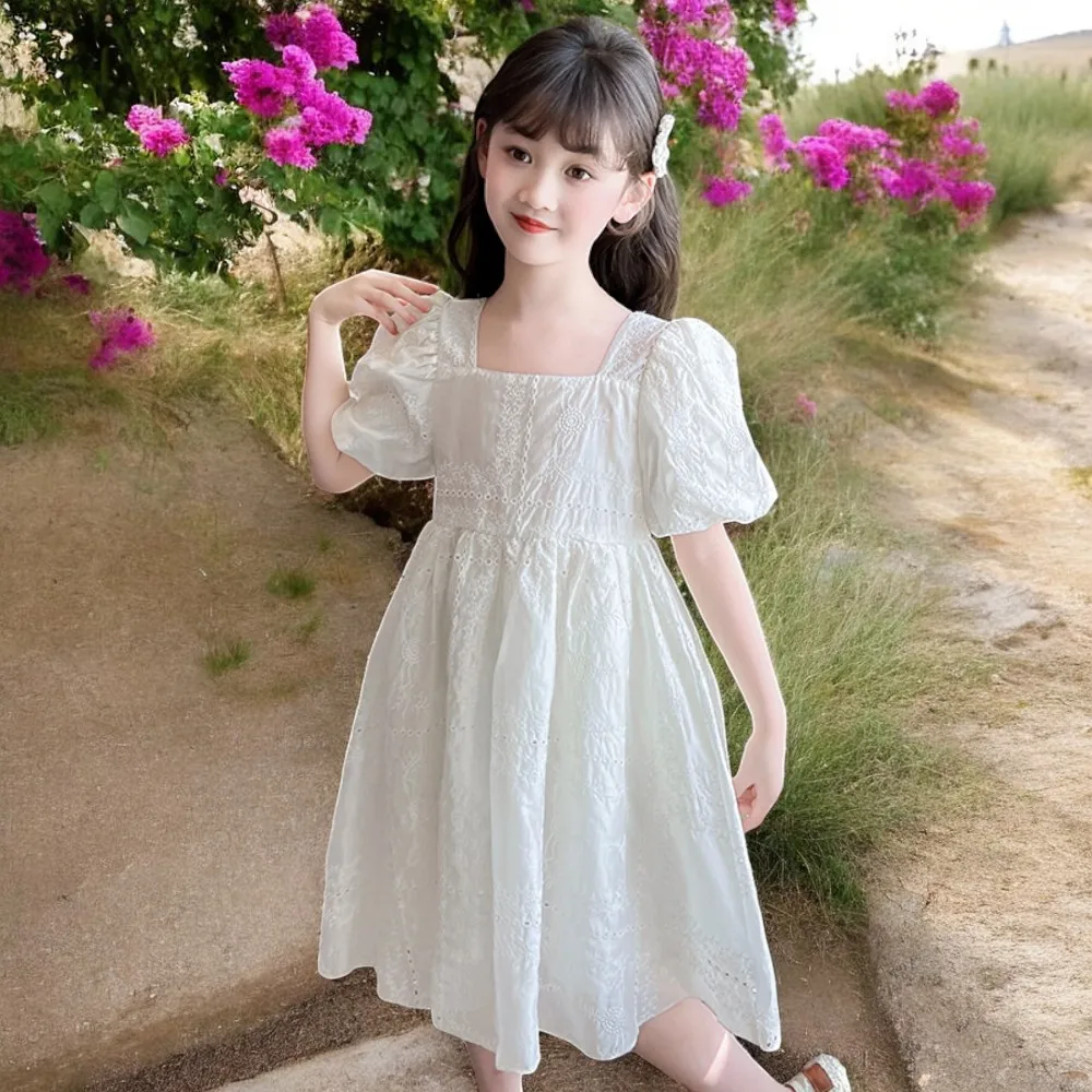 Kids Ruffle Chiffon Dresses for Girls Clothes Summer Princess Outfits Teenagers Short Sleeve Children Costumes 5 8 9 10 12 Years