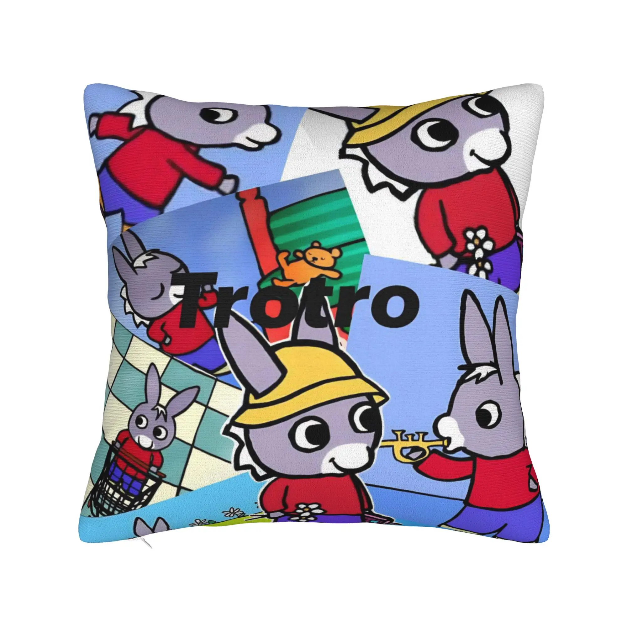 Trotro Cartoon Square Pillow Case Cute Little Donkey Cushion Cover Funny Polyester Decorative Pillowcase for Home 45*45cm