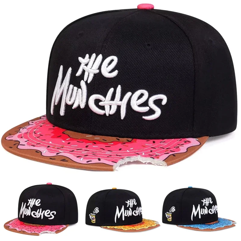 Unisex THE MUNCHIES Hip-Hop-Hüte mit Stickerei, Frühling und Herbst, verstellbare, lässige Snapback-Baseballkappen, Sonnenschutzhut für den Außenbereich