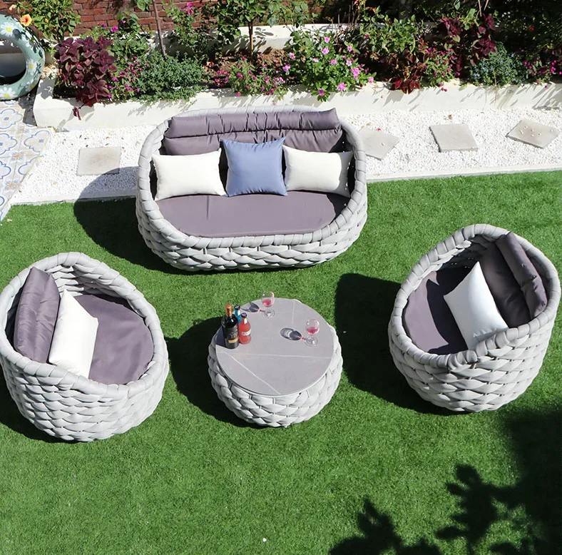 rope garden furniture love seat hotel leisure patio deep seat outdoor cushions outdoor sofa table and chairs