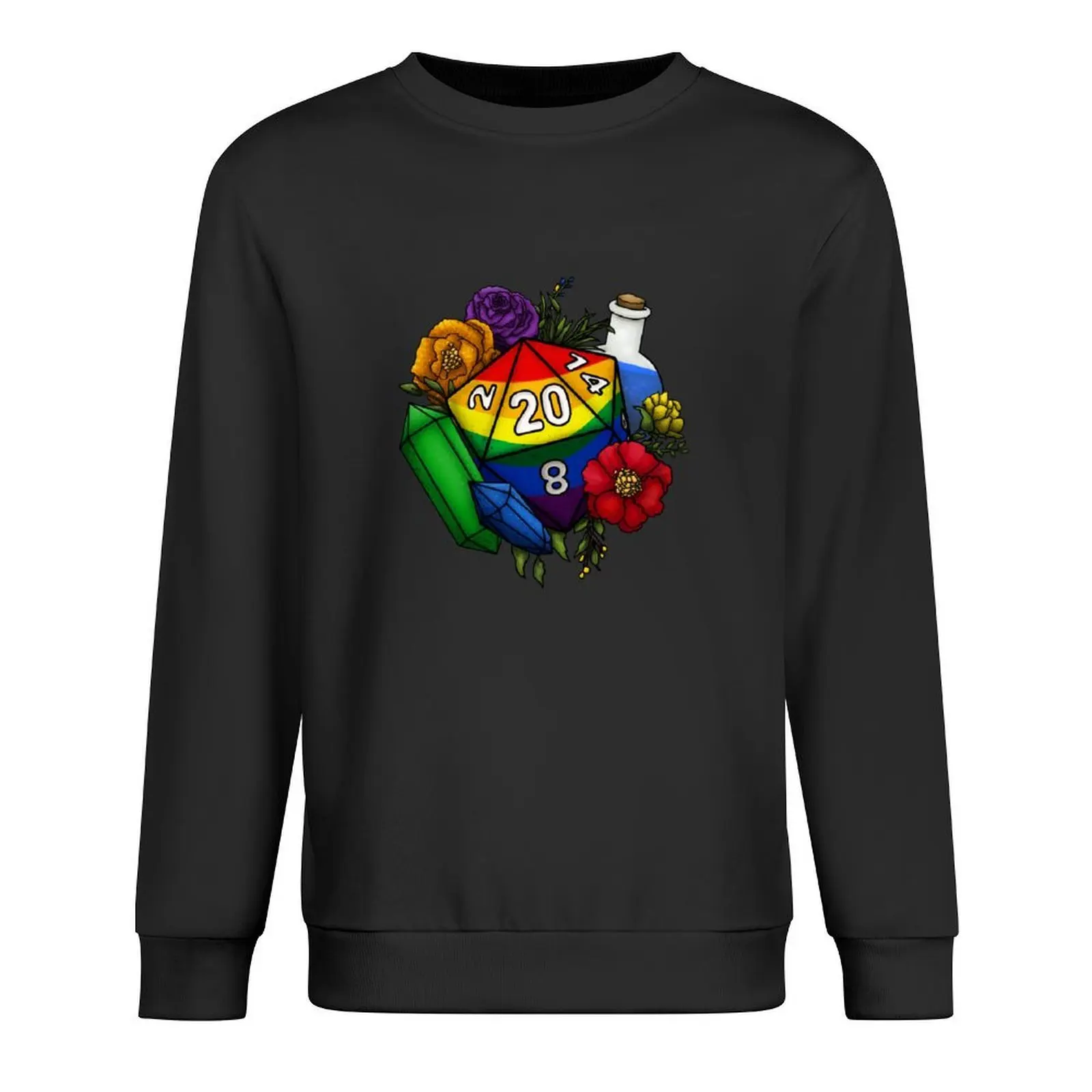

Pride Rainbow D20 Tabletop RPG Gaming Dice Pullover mens clothing men's winter sweater men wear men's sweat-shirt hoody
