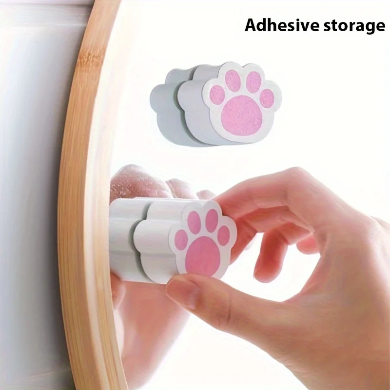 10pc Paw Print Adhesive Magic Cleaning Sponges for Living Room, Bathroom, Toilet,  - Versatile Plastic Scrubber for Streak-Free 