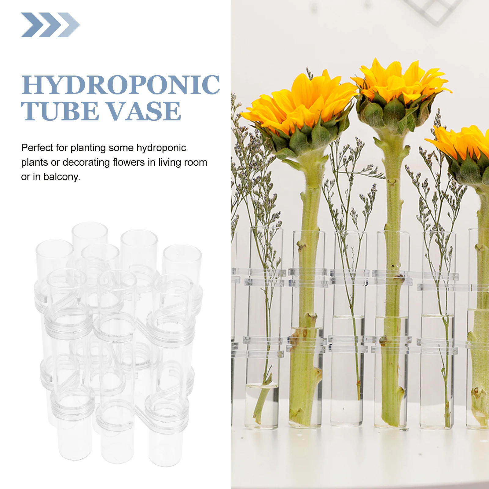 

1Set Hydroponic Glass Flower Vase Set Transparent High Borosilicate 14 S Shape Hooks 8 Tubes 1 Cleaning Brush Home Decoration