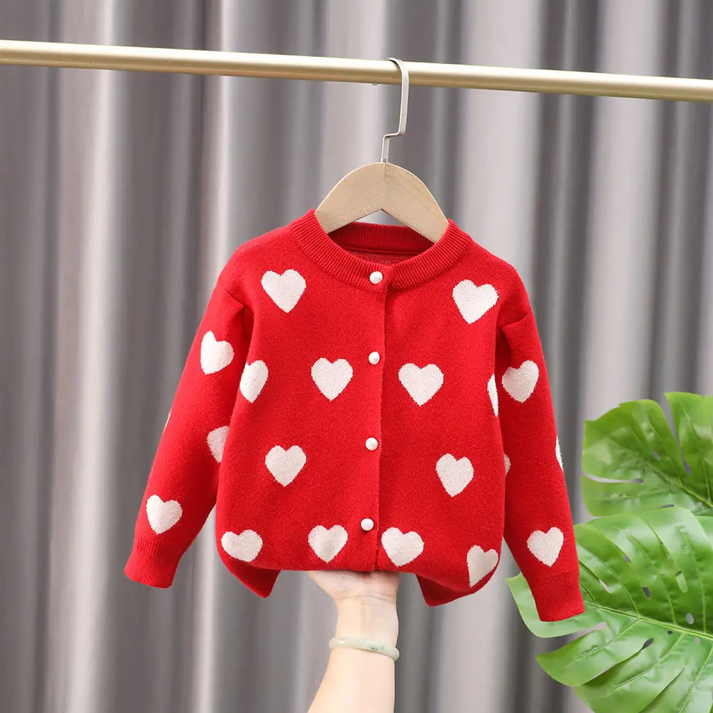 

RiniLucia spring autumn Knitted Cardigan Sweater Baby Children Clothing Heart Girls Sweaters Kids Wear baby girl clothes winter