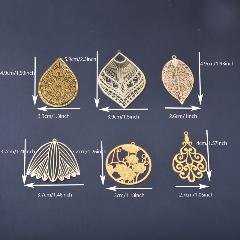 6pcs brass Fan-shape charm leaves Pendant DIY Jewerly Making Accesories