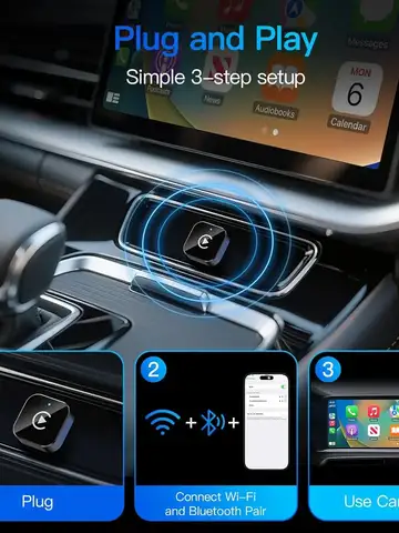 (2026 Upgraded) Wireless CarPlay Adapter for Apple iPhone＆Android, Small Size,Plug and Play,Fast and Stable Connection Wireless