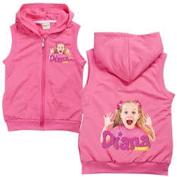 Diana and Roma Kids Cartoon Hooded Sleeveless Waistcoat Jacket Boys Outerwear Girls Fashion Spring Autumn Clothes 2-12Y