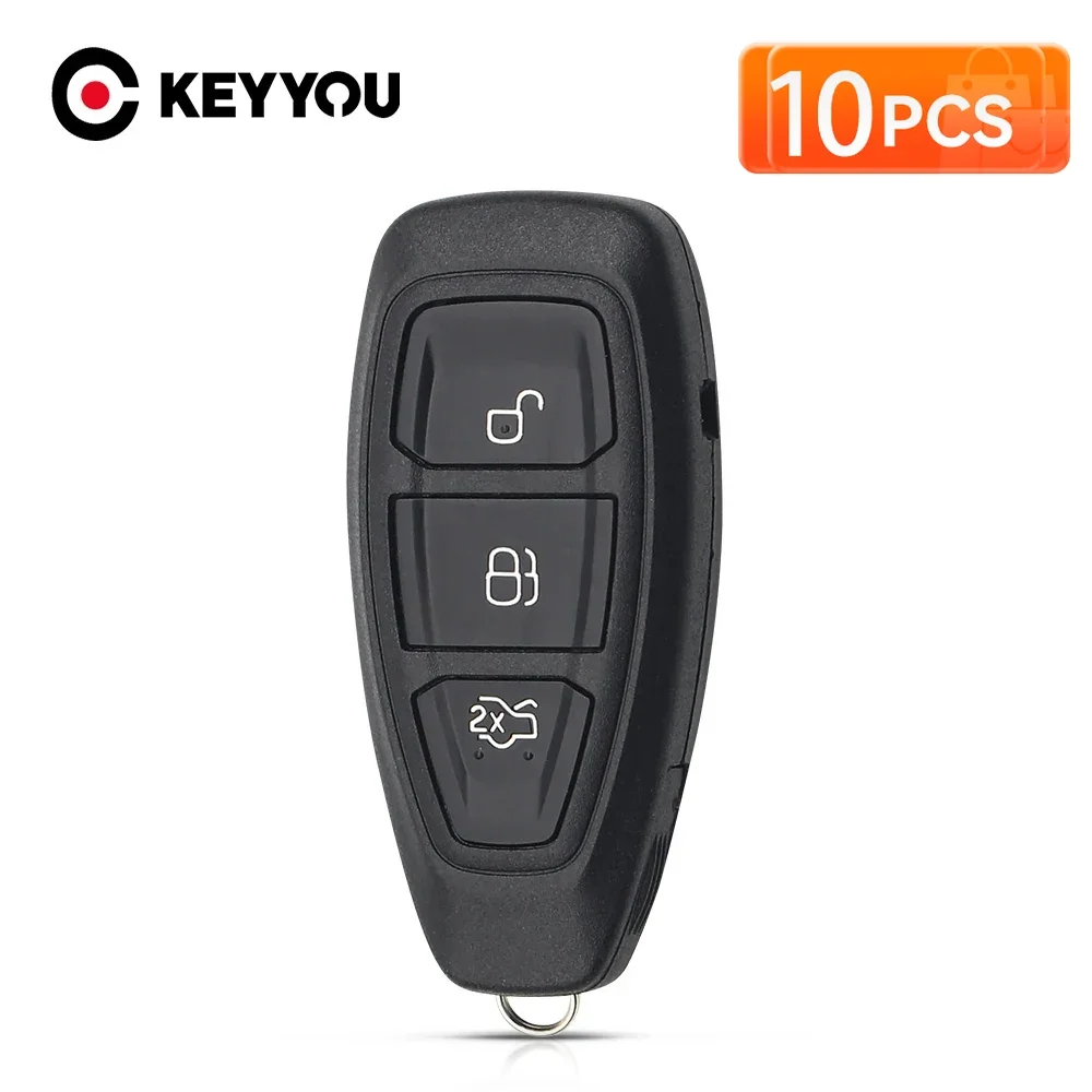 

KEYYOU 10PCS Remote Smart Key Case For Ford Focus C-Max Mondeo Kuga Fiesta Focus Titanium 3 Buttons Car Keys Shell Replacement