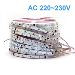 Tira de luces LED flexibles y cortables para el hogar, barra de lámpara suave de color rojo, azul hielo, verde, amarillo y rosa, AC220V, 230V, 5M, 600, 2835, 120LED/m