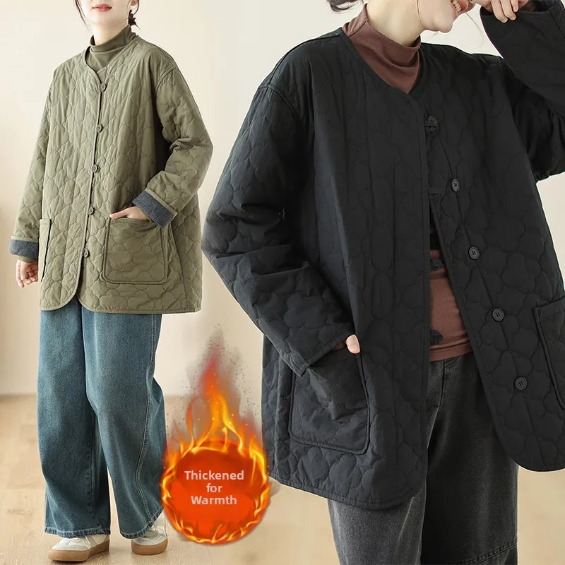 

Модный стеганый легкий женский тюжет из смеси хлопка средней длины, осень-зима, новый свободный универсальный утягивающий теплый костюм