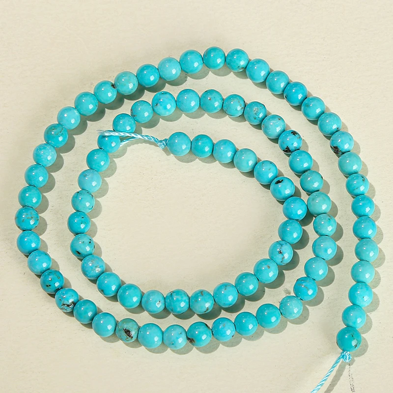 Dyed Color Blue Turquoise Bead Round Loose Spacer Beads For Jewelry Making Diy Necklace Bracelet Accessory 15\