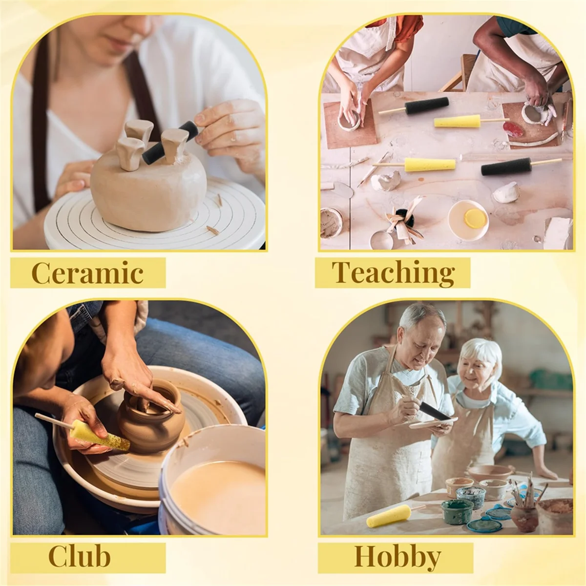 New 12 Pcs Pottery Sponge for Clay Pottery Sponges with 2-Density Sponge Stick for Pottery Clay Sponge for Pottery Ceramic