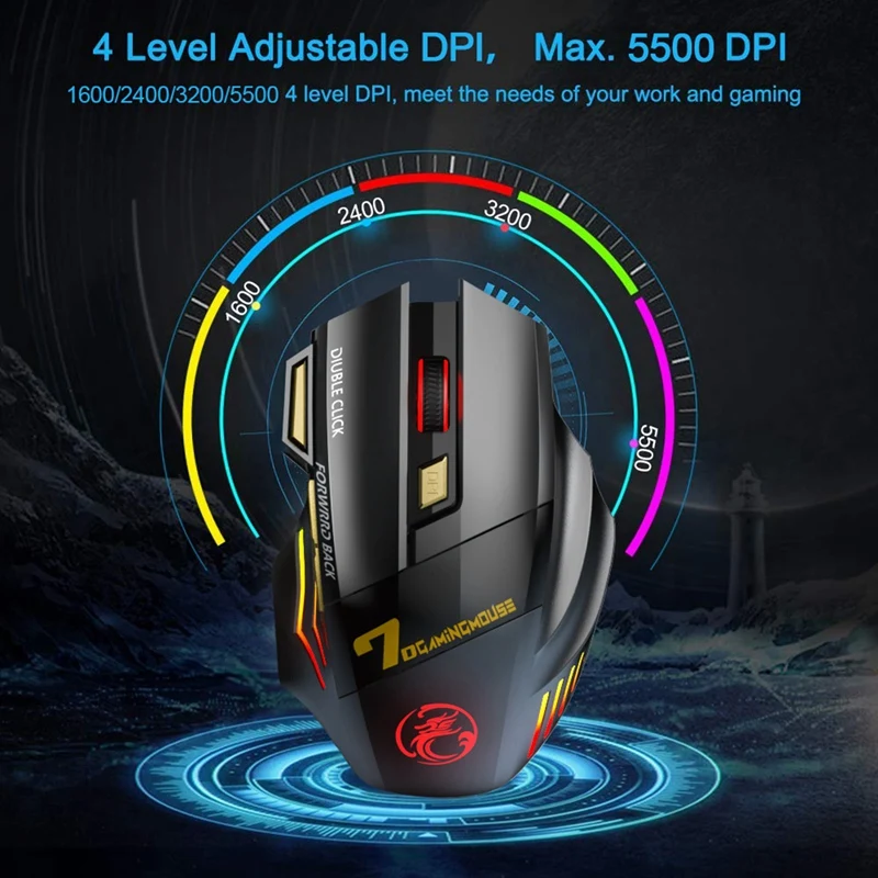 Wireless Gamer Mouse For Computer 2.4G RGB Rechargeable Gaming Mouse Bluetooth USB Mouse Silent Ergonomic Mice