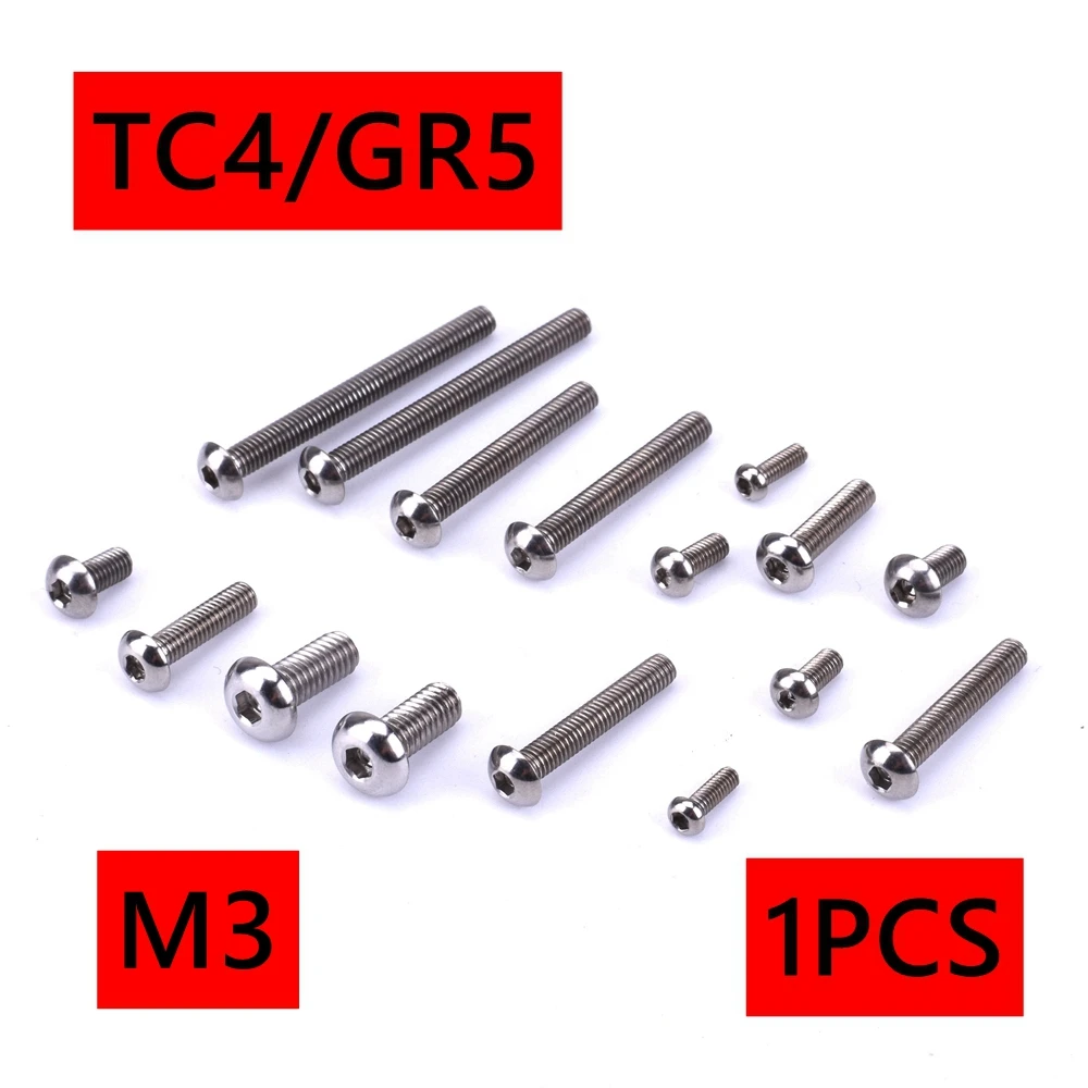 1pcs Bolts Hexagon Socket Button Head Screws M3 Motorcycle TC4/GR5 High Strength Light Weight Toys Model Bicycle Fasteners