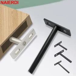 NAIERDI 2 Pieces Hidden Brackets Floating Wall Mounted Shelf Bracket Heavy Duty Black Blind Support Bracket Shelf Brackets