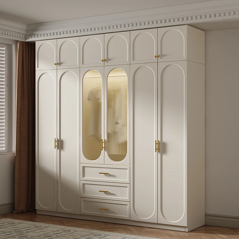 

Heavy Luxury Wardrobes Closet Wooden Rod Storage Saving Adult Wardrobes Cute Space White Guarda Roupas Furniture For Home