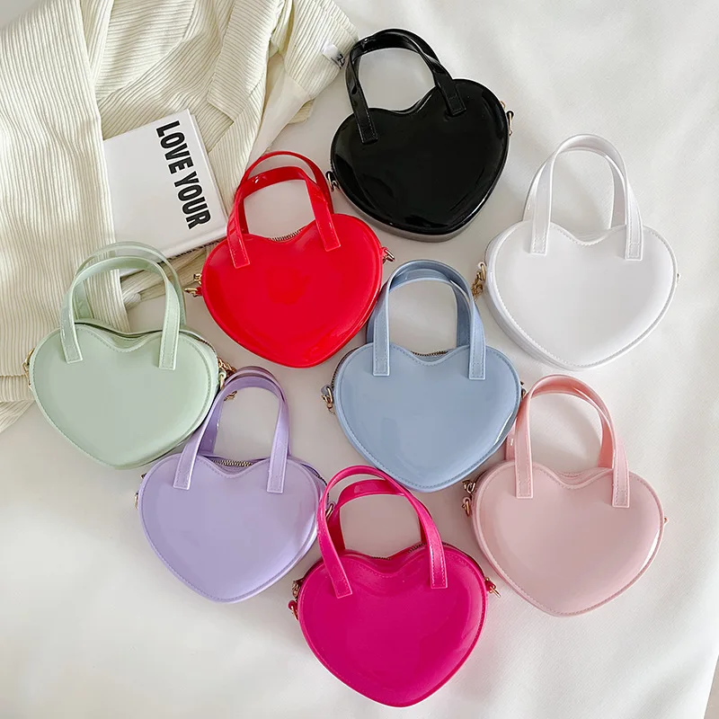 Jelly Pvc Heart Shaped Chain Shoulder Bag for Women Cute Small Purses and Handbags Girls Crossbody Bag Female Party Clutch Bag