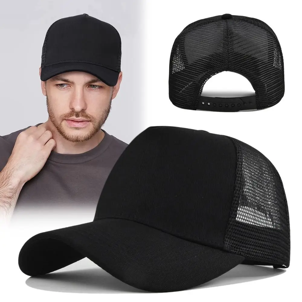 New Hard Top Baseball Cap Breathable Solid Color Peaked Cap 5 Panels Advertising Cap Men Women