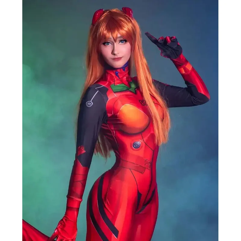 A Loving Family Cosplay Costume Female Woman Superhero Zentai Suit Asuka Langley Soryu Halloween Bodysuit Adult New 2025