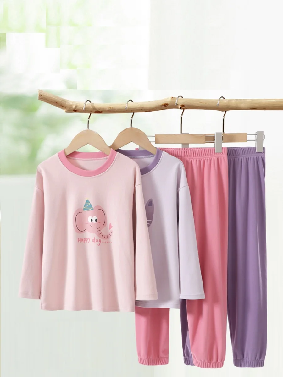 new delivery children baby spring autumn winter long t shirt pant pajama kids girls home clothes 2pc/set 110-180 students 3-18y