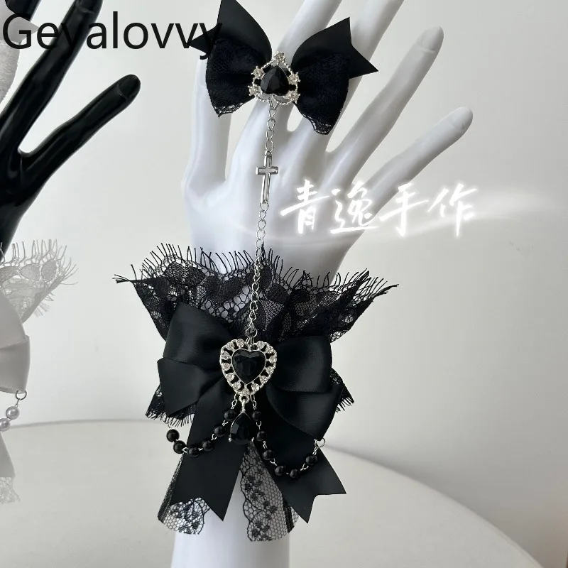Japanese Gothic Subculture Lace Sleeves Lolita Sweet Girl Bow Hand Accessories Gorgeous Solid Color Versatile Arm Sleeves