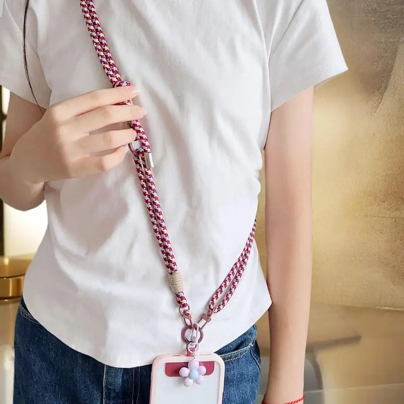 الحلو الملونة طويلة الهاتف الخليوي الحبل انفصال مكافحة خسر الهاتف الكتف الأشرطة بسيطة زهرة قلادة سحر الهاتف المحمول