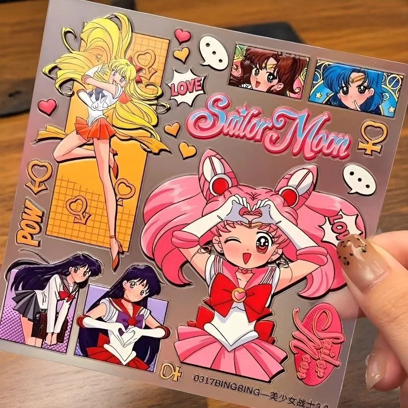 Sailor Moon Tsukino Usagi Stereo Relief Sticker DIY Hand Book Mobile Phone Case Refrigerator High Color Value Decorative Sticker view 4