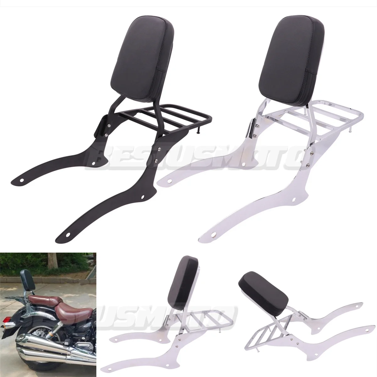 Motorcycle Passenger Backrest Sissy Bar Luggage Rack For LIFAN V16 LF250-D LF250-E LF250-H