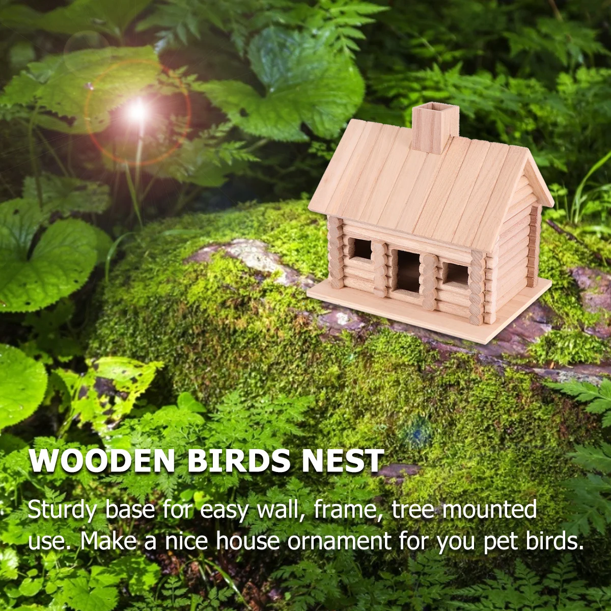 

Wooden Bird Nest for Small Birds Pine Bird Nest Natural Hut Style Bed with Wide Entrance Comfortable Sleeping and Playing Space