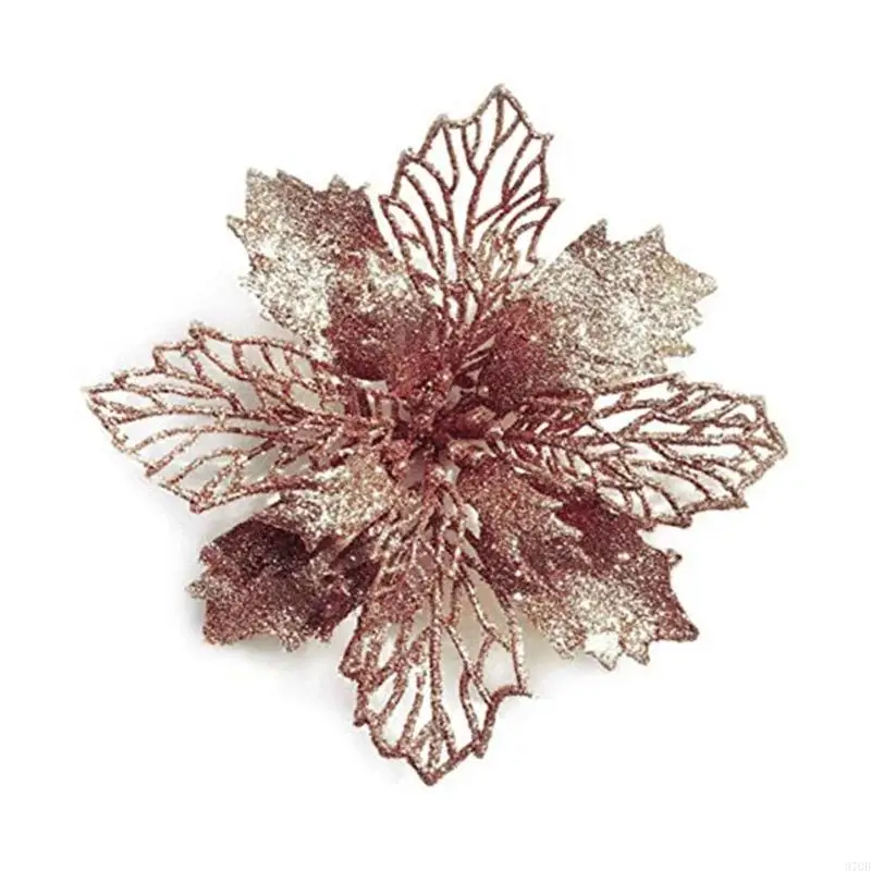 97QD 9cm Glitter Artifical Poinsettia Flor Decorações Árvore para Ornamentos Whbre Ornamentos Festival