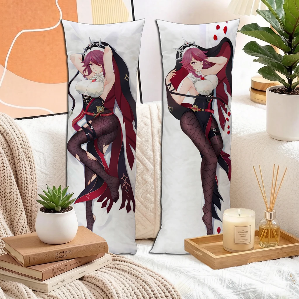 Anime Wine Red Hair Purple Eyes Thorn Crown Nun Girl Dakimakura Cover Long Pillowcase Double Sided Peach Skin 160x50cm For Otaku