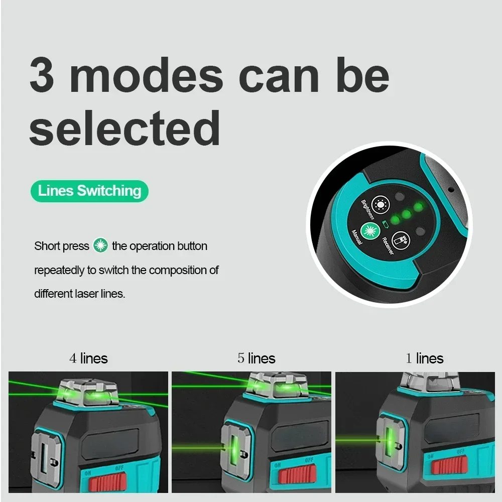 12 Linien 360 Laser Level 5 Linien grüner Nivel-Laser Professionelle einstellbare Laserlinienhelligkeit