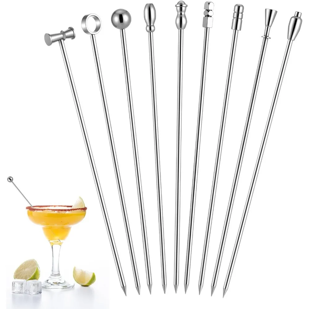 Palillos Metálicos para Cócteles Martini - Brochetas Reutilizables para Bebidas de Fiesta y Accesorios de Bar