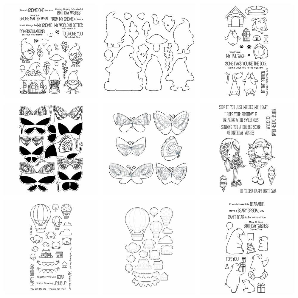 Hanging with My Gnomies Clear Stamps and Cutting Dies Brilliant Butterflies Silicone Stamps For DIY Scrapbooking Decoration
