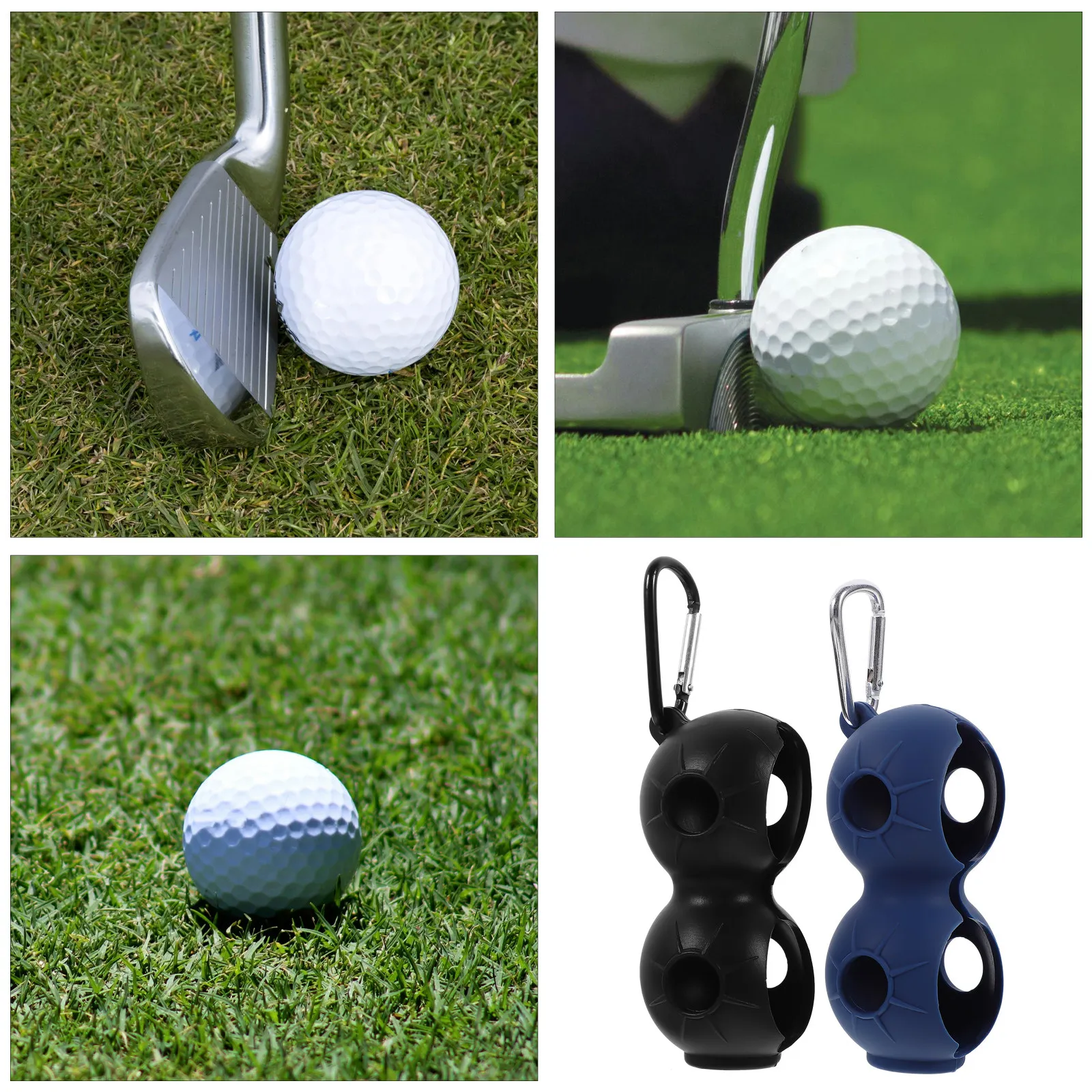 2Pcs Golf Ball Protector Elastic Holders Silicone Aluminum Alloy Golfing Accessory Portable Golf Ball Sleeve Buckle Design