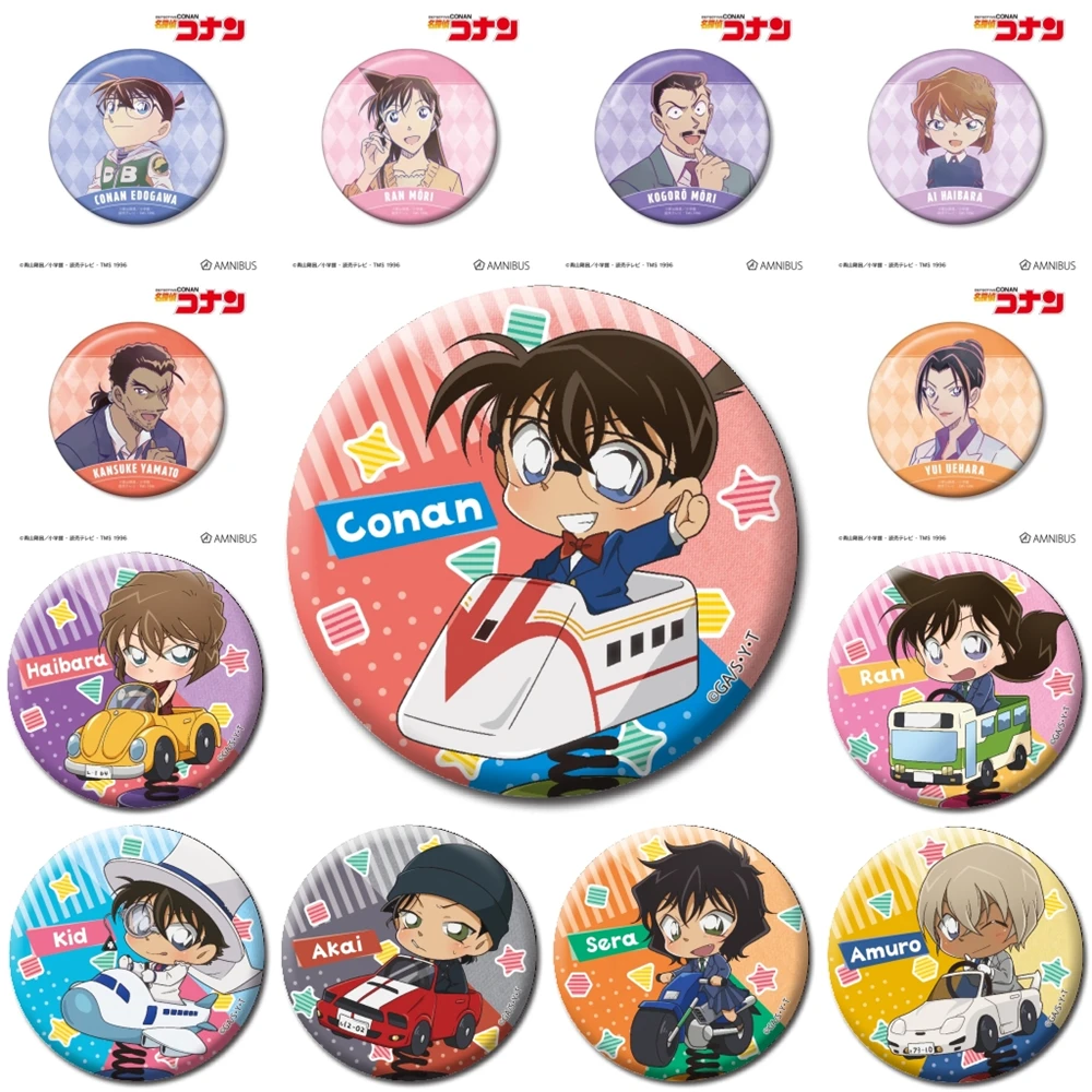 

58 мм аниме Edogawa Conan Kudo Shinichi Mouri Ran Kogorou Akasa Hakase косплей костюм значок булавка SPTE жесть брошь ﻿ Опора Gilf