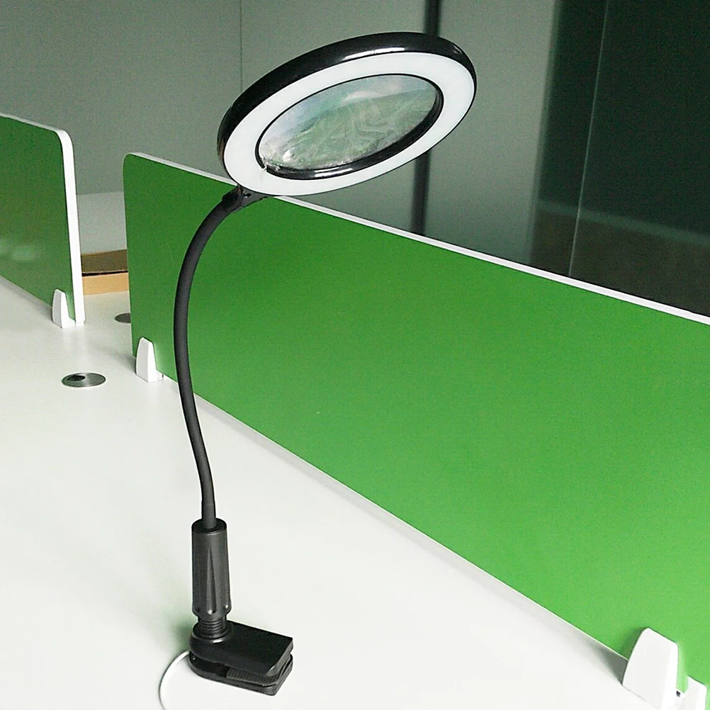 

LED Magnifying Glass Lamp Desk Light Clip Soft No Flickering Reading Books Sewing Jewelry Repair Electronics Flexible Neck