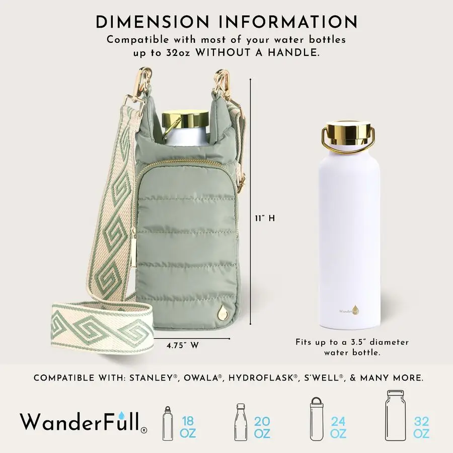 حقيبة مائية، حامل زجاجة مياه مع حزام، أشياء أوبرا المفضلة 2023، حقيبة حمل زجاجات المياه عبر الجسم بدون استخدام اليدين مع جيب للهاتف