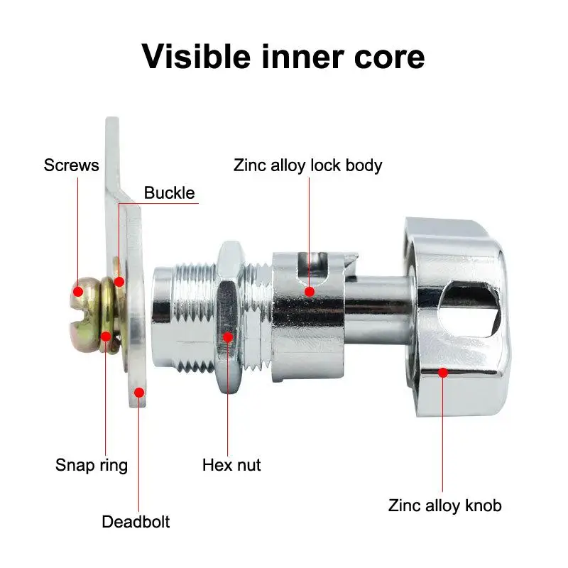 16mm/20mm/25mm/30mm Cabinet Door Padlock Keyless Mechanical Cam Lock Home Office Furniture Cabinet Padlock Door Lock