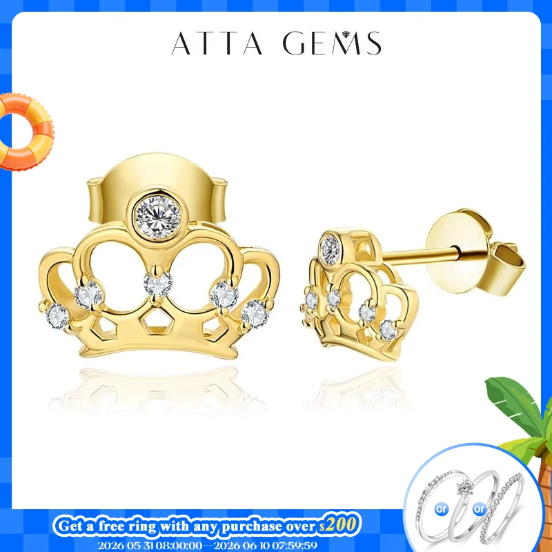 

Attagems Crown Moissanite Stud Earrings Women Sterling Silver 925 Classic Style Korean Fashion Small Earring Pendientes 귀걸이 Gift
