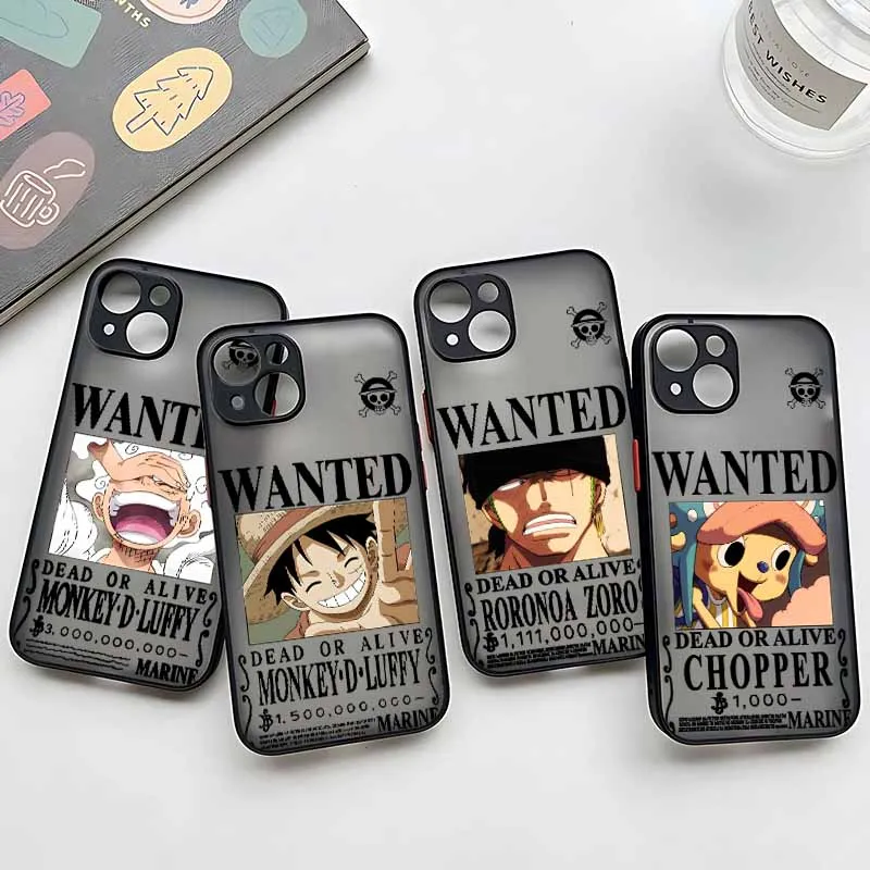 One Piece Wanted Notice Cover für iPhone 17 16E 16 15 14 13 12 Mini Pro Max Plus – Mattierte, durchscheinende, weiche Handyhülle