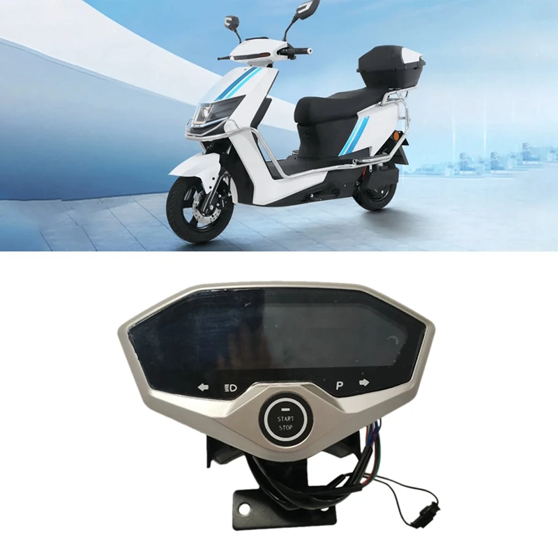 Electric Motorbike Dashboard Scooter Display Tricycle Speedometer 72V General Instrument With One Key Control Button