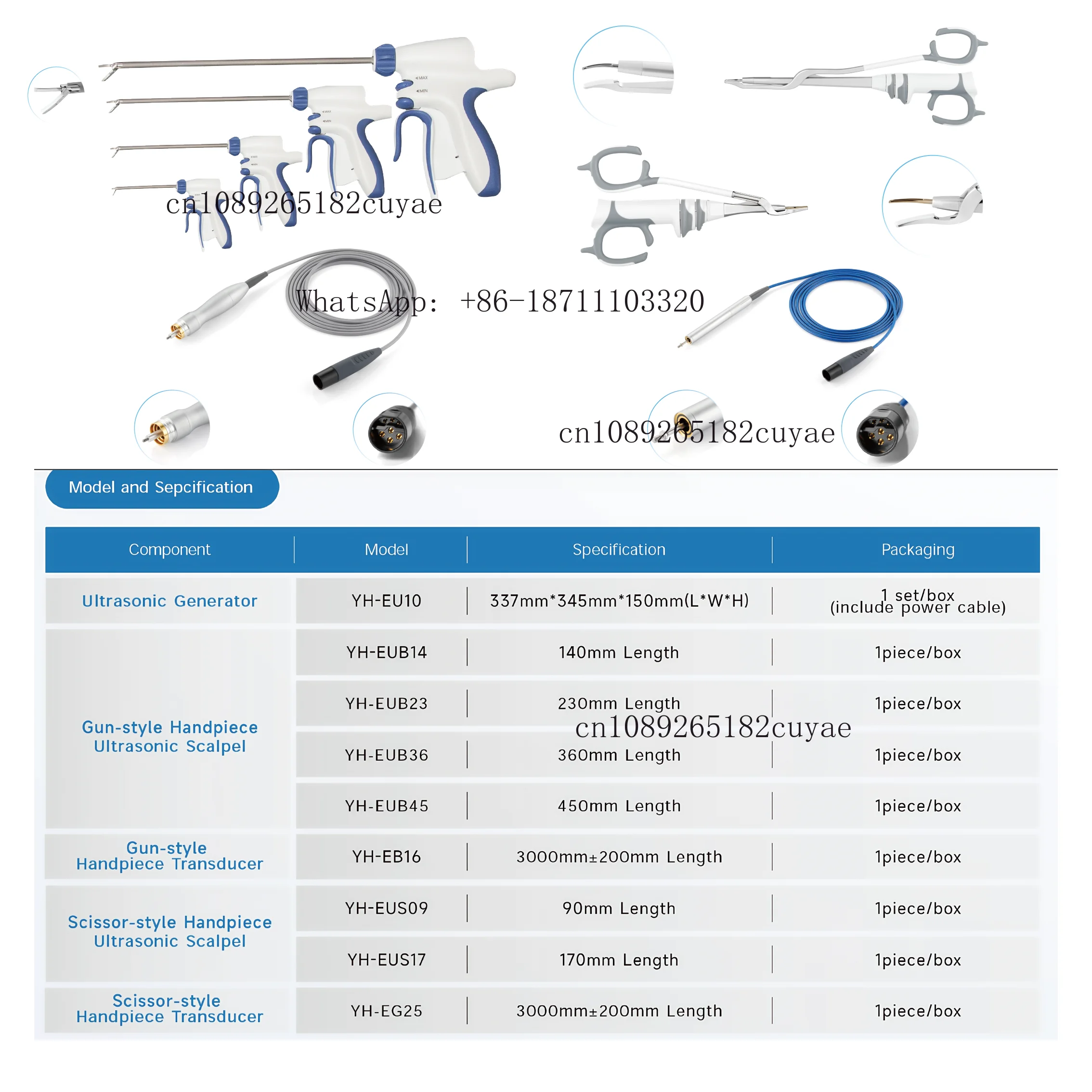 Ultrasonic Scalpel System Enovatemed YH-EU10 CE Certified Class II High Performance Veterinary Ultrasound Device