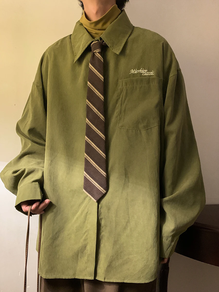 

American Retro Men's Long Sleeve Shirt Trendy Loose Casual Handsome Basic Style Outdoor Shirt Coat for Teenagers Autumn Wear